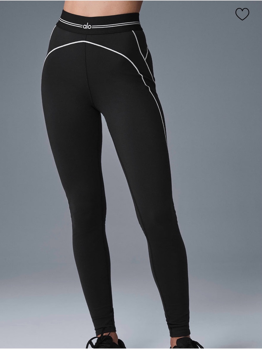 ALO Yoga Black High-Waist Leggings with White Piping - Picture 2 of 2